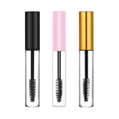 China Wholesale 10ml Eyelash Serum Mascara Cosmetic Empty Wand Tube With Black Yellow Rose Brush Lids for sale