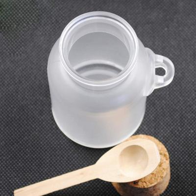 China Wholesale Personal Care Bottle 300ml Plastic Body Scrub Plastic Bath Salt Jar And Container With Cork Lids And Spoon for sale