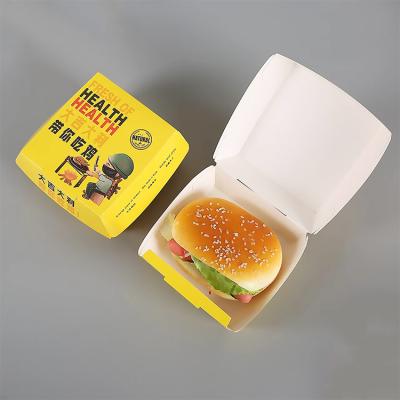 China Eco-Friendly Biodegradable Disposable Hamburger Storage Food Packaging Box Hamburger Packing Takeout Paper Box for sale