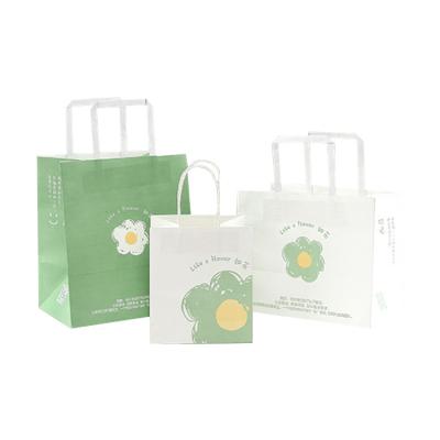 China Recyclable Custom Size Flower Printed White Paper Flour Sack Small Size Floral Kraft Paper Bag for sale