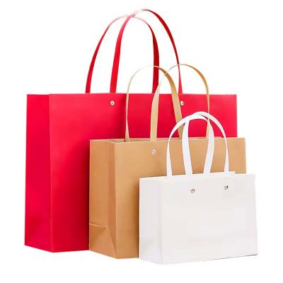 China Luxury Brown Paper Kraft Paper White Card Shopping Bag Gift Bag Small Recyclable Cheap Paper Clothing Packaging Bag With Your Own Logo for sale