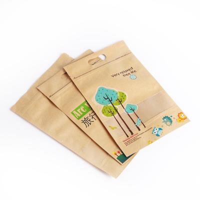 China Recyclable Custom Resealable Brown Paper Pouch Brown Kraft Paper Zipper Zipper Brown Paper Bag With Window for sale