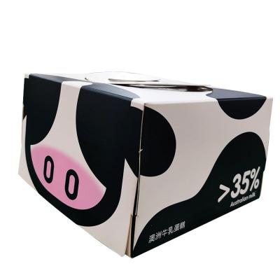 China Manufacturer Biodegradable Food Packaging Birthday Cake Paper Box Custom Foil Logo Pink Cake Boxes With Handle for sale