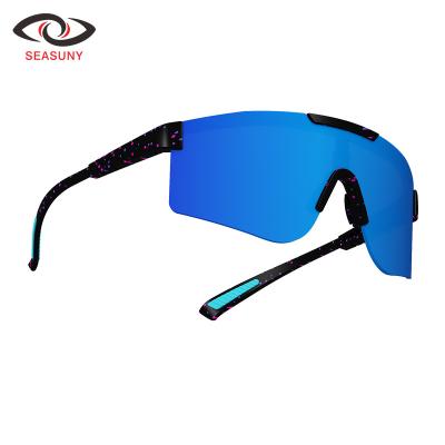 China Outdoor Sports Polarized Sunglasses/UV400 Protection Anti Scratch Glare TR90 Cycling Color Polarized Cycling Lenses Driving Cool One-Piece Sports Sunglasses for sale