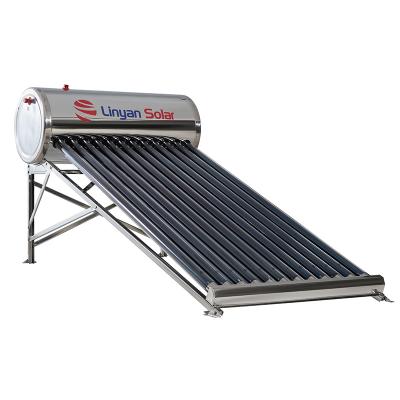 China LINYAN hotel mini stainless steel low pressure gyser water heater rooftop solar thermal system for bathing 20 degree 45 degree for sale