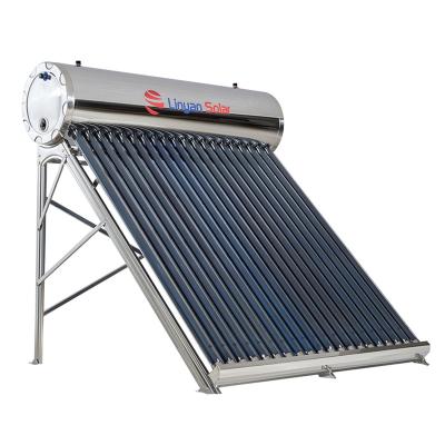 China LINYAN Hotel High Efficiency Stainless Steel 100L 200L 300L Unpressurized Solar Water Heater System Gyser for Home or Commercial for sale