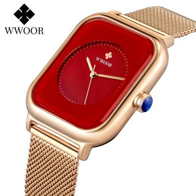 China High Quality Water Resistant WWOOR Ladies Wristwatches Fashion Square Dial Waterproof Watches Elegant Women's Quartz Watch Custom Logo OEM for sale