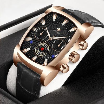 China WWOOR Auto Date Watches Wristwatch Military Leather Men Quartz Fashion Brand Chronograph Watches Relogio Masculino Hot Sale for sale