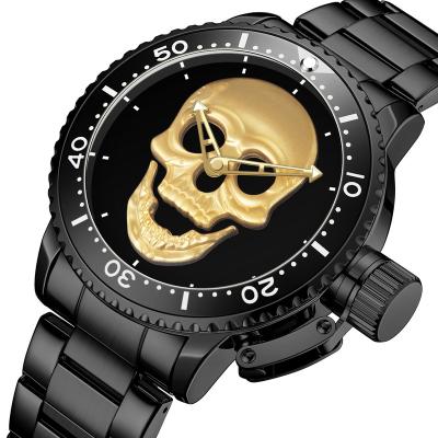 China Customized Water Resistant Man Quartz Watch Skull Analog Waterproof Luxury Brand Watches Men for sale