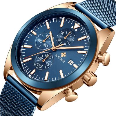 China Auto Date OEM Minimalist Luxury Brand Logo Chronograph Men Quartz Watch Custom Made with Three Sub-dials for sale