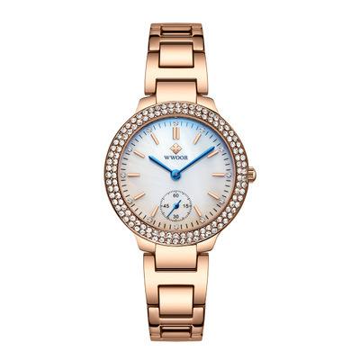 China WWOOR 8854 Stainless Steel Women Watches Quartz Waterproof Ladies Wristwatches Manufacturer Water Resistant for sale