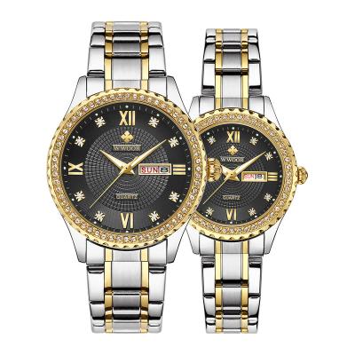 China Fashion Diamond Dial Waterproof Watches Classis Logo Couple Watch Custom Made Luxury Lover's Wristwatch Automatic Date Brand New For Men And Ladies for sale