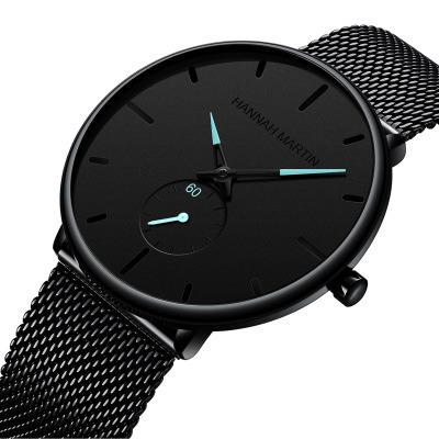 China Brand Non-Specific Luxury Quartz Waterproof Stainless Steel Mesh Small Dial Men Watches Fashion Simple Design Hannah Martin 100G Dropship for sale