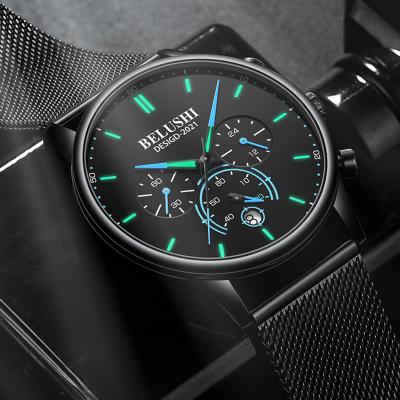 China 569 brand chronograph watches 2021 new date fashion BELUSHI automatic men's watches top luxury quartz sport waterproof men's wristwatch luminous for sale