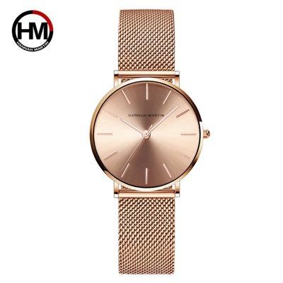 China Non-Specific Hannah Martin CC36 Rose Gold Women's Watch Simple Strap Japan Quartz Steel Mesh Steel Ladies Watch for sale