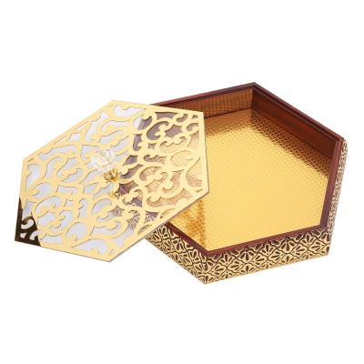 China Strong Cheap Lilac Chocolate Flower Hexagon Sweet Gift Box For Hotel Restaurant Home Candy Box With Lid for sale