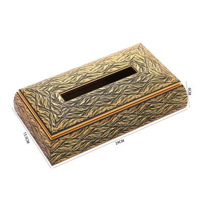 China Contemporary High Quality Leaf Rectangular Tissue Paper Napkin Box Case Household Desktop Holder Tissue Box for sale