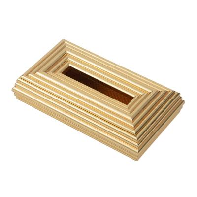 China Contemporary Custom Lines Home Rectangular Parallel Tissue Measures Pattern Tissue Paper Towel Box Crate Household Desktop Rack Tissue Box for sale