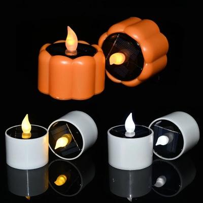 China Rechargeable Flameless Flameless Tea Light Solar Candle Lights Yellow/White LED Flickering Candles for Bar Wedding Home Decor for sale