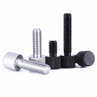 China M2 M2.5 M3 M4 M5 M6 Black 304 Stainless Steel Flat Knurling Flat Round Head Hand Tighten Thumb Screw Chassis Thumb Bolt Adjust Toolless for sale