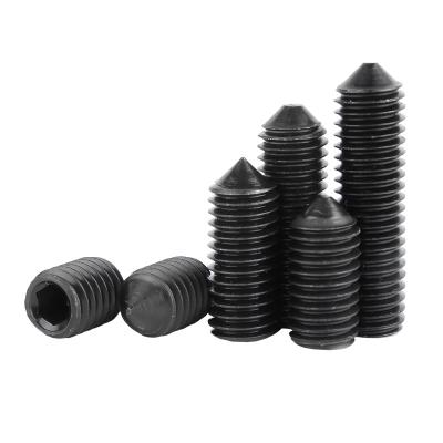 China DIN914 Flat Black Alloy Steel M2.5 M3 M4 M5 M6 M8 M10 M12 12.9 Allen Cup Point Grub Screw Hex Socket Set Screw Grub Bolts for sale