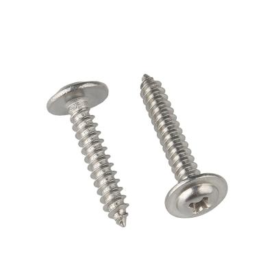 China 304 Stainless Steel Tapping Screw Pan Head PWA Round Cross Head With Gasket Cushion M1.4 M1.7 M2.3 M2.6 M3 M3.5 M4 M5 for sale