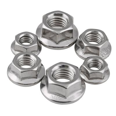 China Heavy Industry 304/316 Stainless Steel Hexagon Flange Nuts M3 M4 M5 M6 M8 M10 M12 Serrated Self Locking Nut DIN6923 Slotted Spinlock for sale