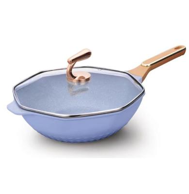 China Colorful Pan Nonstick Aluminum Cookware Pot Household Kitchen Non Stick Cooking Pan for sale