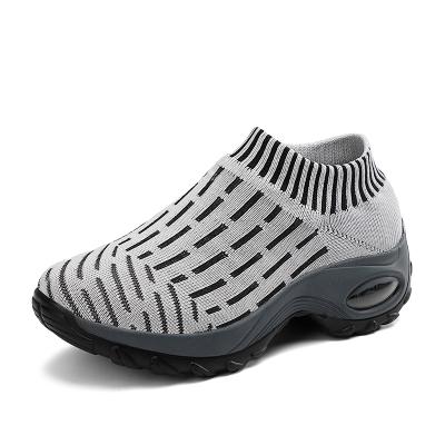 China CUSHIONING Wholesale Ladies Walking Mesh Heel Slip On Casual Sock Sneakers Platform Shoes Women's Fashion Sneakers for sale