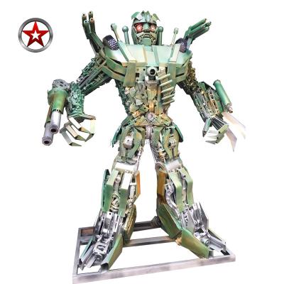 China Hotels Metal Robot Iron Landscape Sculpture For Garden Decoration for sale