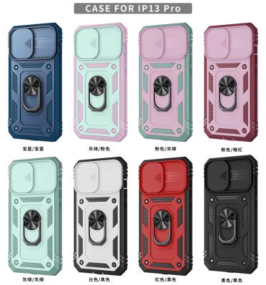 China 360 Degree Shockproof Rotating Ring Bracket Free Sliding Window Design For Iphone 13 Pro Invisible Cards Case For Samsung A02S for sale