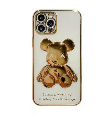 China Shockproof Plated Three-Dimensional Violent Bear Phone Case For iPhone 13 Cutout Side Pattern TPU Soft Mobile Cover For iPhone 12 for sale