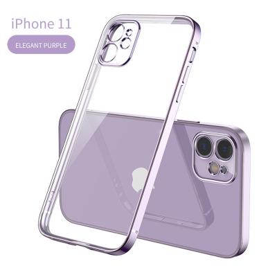 China New Arrivals Shockproof iPhone 13 Pro Mobile Phone Case iPhone12 Edge Anti-fall Silicone Straight Electroplating Transparent View for sale