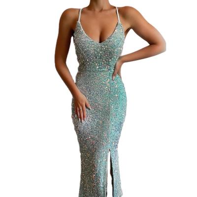 China Breathable Hot Sales Sexy Sequin Dress Spaghetti Strap Backless Night Dress Party for sale