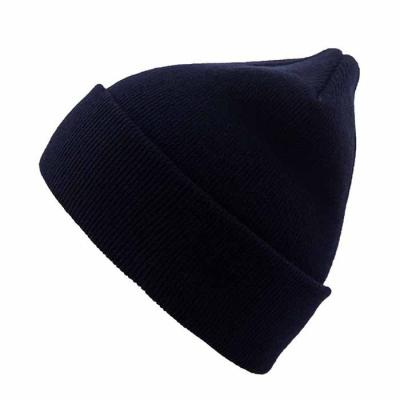 China Navy Blue 100% Men's Winter Beanie Hat Cuffed Korean Jersey COMMON Slouch Acrylic Beanies Wholesale for sale