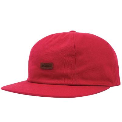 China Custom 2018 New Style JOINT Leather Strap Red 5 Panel Unstructured Cap With Leather Patch for sale