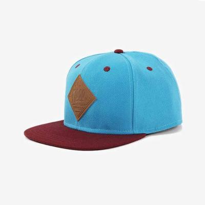 China breathable & Hot Sale Custom Made Waterproof 6 Panel Hat With Your Own Logo Leather Patch Snapback Hats Wholesale for sale