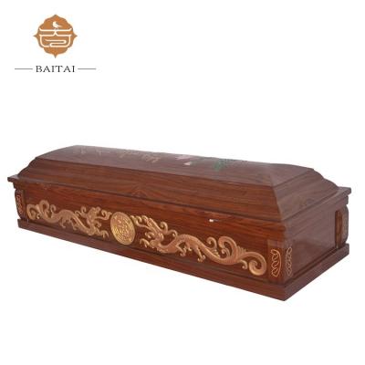 China American Style MDF Funeral Casket With Handles And Traditional Decoration for sale