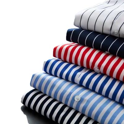 China Anti-pilling 100% Cotton Men's Shirt Men's Long Sleeve Vertical Stripe Shirt Custom Large Size for sale