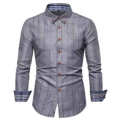 China Anti-pilling Classic Plaid Shirt 100% Cotton EUR/US Size Long Sleeves Business Fashion Mens Shirt for sale