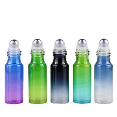 China Customized Cosmetic Free 100 Pieces/lot 5ml Colorful Glass Perfume Bottle With Roll On Refillable Essential Oil Case Add Your Logo for sale