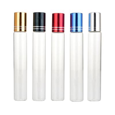 China Cosmetic Free Custom Wholesale Logo 15ml Refillable Mini Glass Perfume Bottle With Roll On Empty Essential Oil Case Eye Cream Vial for sale