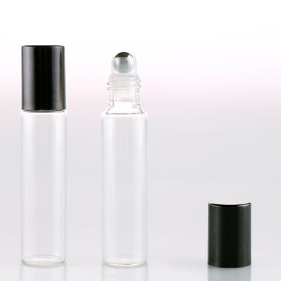 China Wholesale Cosmetic 10ML Travel Clear Glass Roll On Perfume Bottle For Essential Oils Vial With Steel Beads Cosmetic Empty for sale