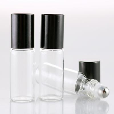 China Free Custom Cosmetic Logo Wholesale 5ml Clear Glass Roll On Perfume Bottle For Essential Oils Empty Cosmetic Vial For Sample for sale