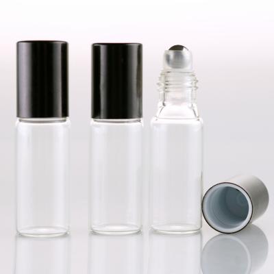 China Free Custom Cosmetic Logo Wholesale 5ml Clear Glass Roll On Perfume Bottle For Essential Oils Empty Cosmetic Vial For Sample for sale