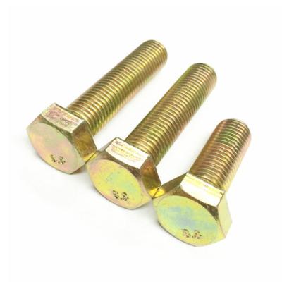 China Hex Head Bolts Fasteners DIN933 DIN931 A2 A4 Stainless Steel Best Price Zinc Plating Thread Hexagon Yellow Cross Bolt for sale