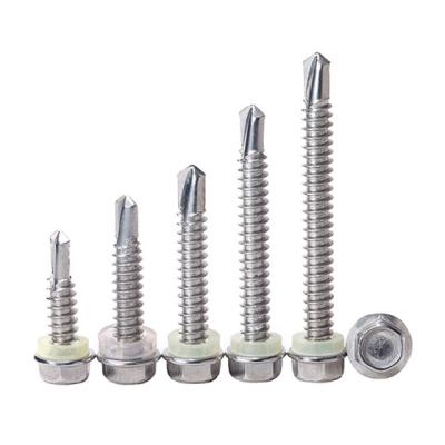 China HEX 304 410 Stainless Hex Flange Self Sreel Head Drilling Screws Hexagon Flange Roofing Screw for sale