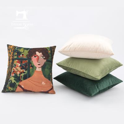 China Nondisposable Solid Green Color Tile Case Printed Cushion Cover 18*18 Inch For Decorative Sofa Home Floor for sale