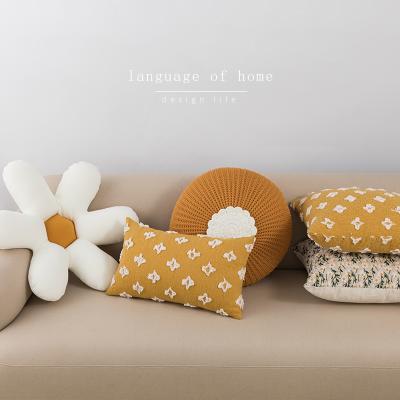 China Small nondisposable boho decorative yellow tufted round cotton new daisy tile case for baby window balcony for sale