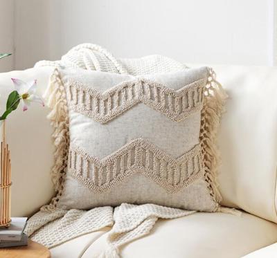 China Nondisposable Custom Size Boho Home Decor Hand Knit Tufted Macrame Rope Cotton Rope Cushion Cover Set for sale